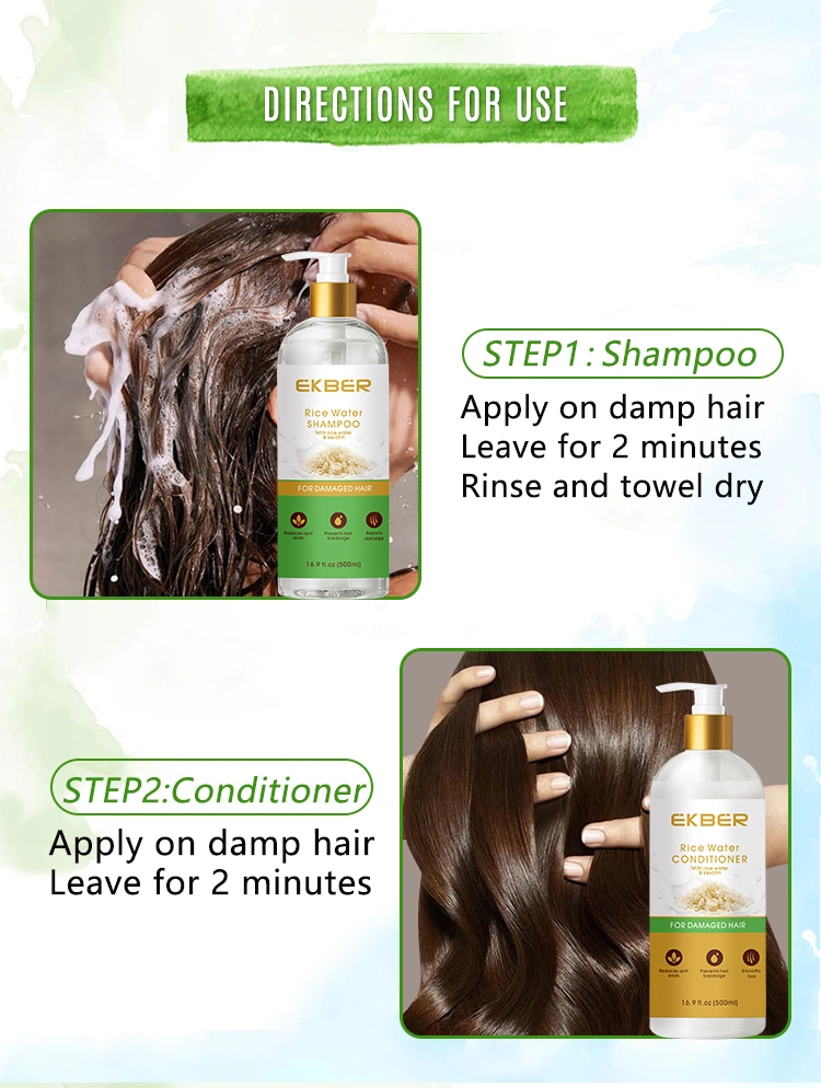 Rice Water Shampoo and Conditioner Private Label 100% Natural Organic Strength & Growth Hair Treatment Hair Care